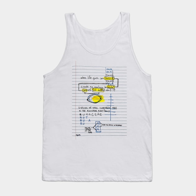 Lemons Doodle Black Tank Top by Mijumi Doodles